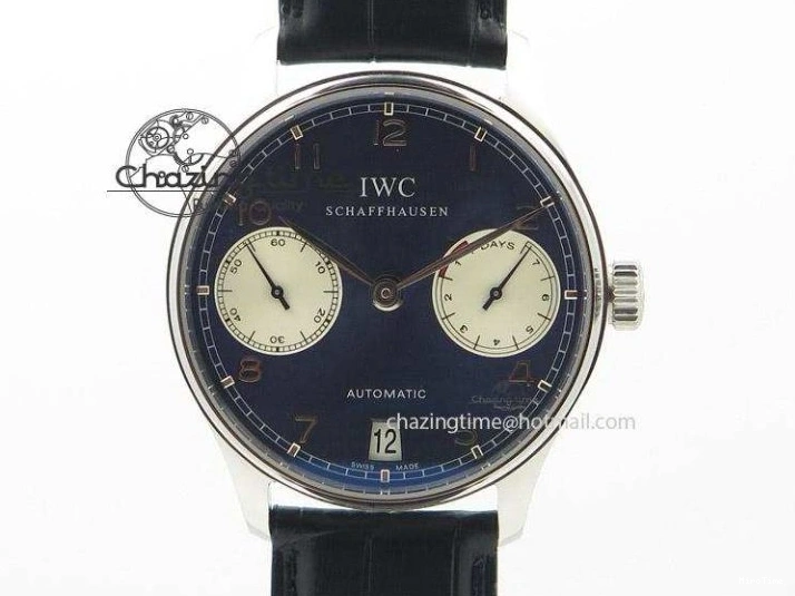 MIROTIME 0413 Original Portuguese IW358304 ZF 1:1 Best Edition SS White Dial RG Markers on Leather Strap A 7077